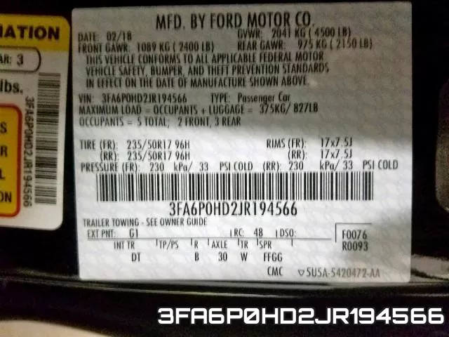 3FA6P0HD2JR194566 фото 2