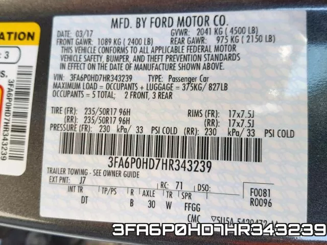 3FA6P0HD7HR343239 фото 2