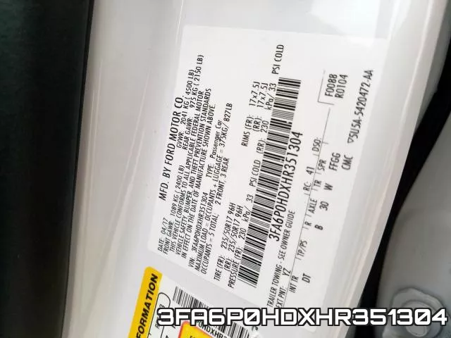3FA6P0HDXHR351304 фото 2