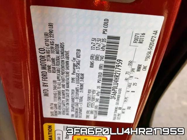 3FA6P0LU4HR217959 фото 2