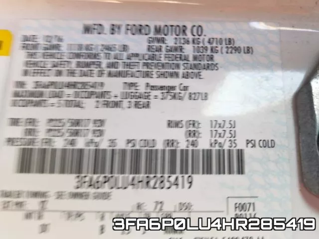 3FA6P0LU4HR285419 фото 2