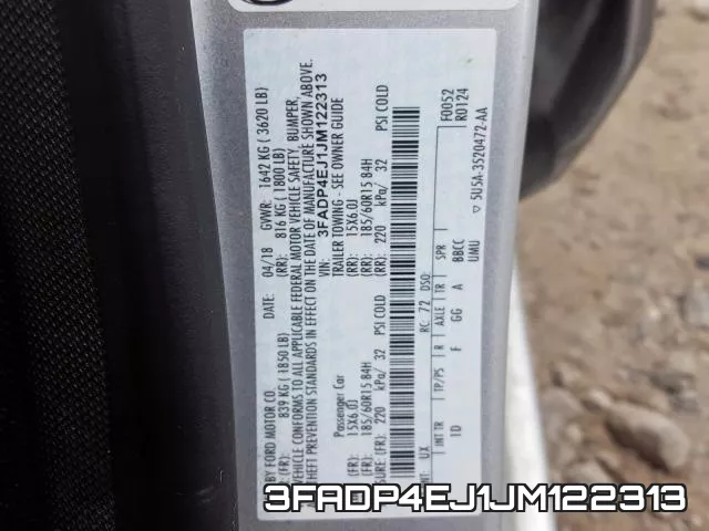 3FADP4EJ1JM122313 фото 2