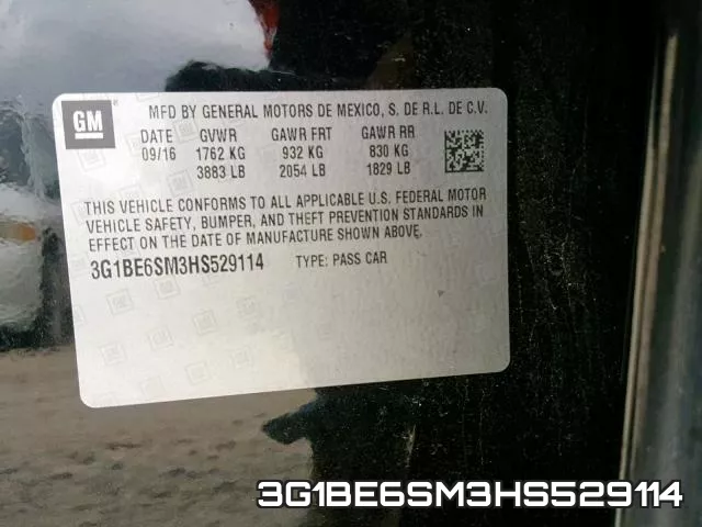 3G1BE6SM3HS529114 фото 2