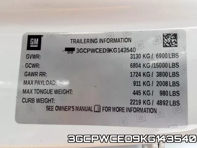 3GCPWCED9KG143540 фото 2