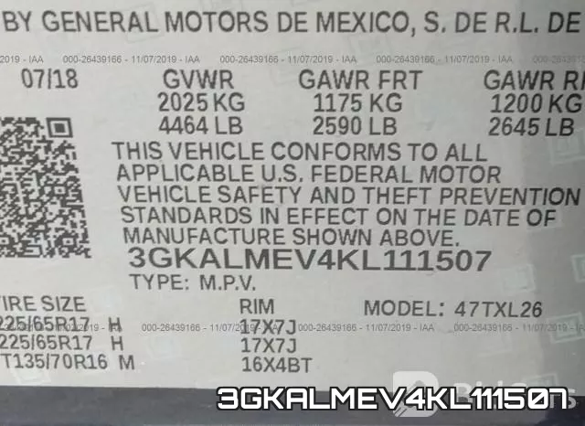 3GKALMEV4KL111507 фото 10