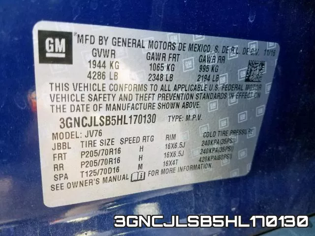 3GNCJLSB5HL170130 фото 2
