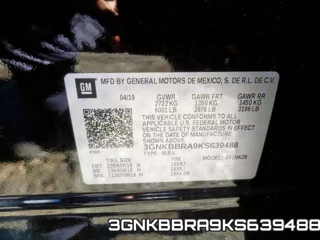 3GNKBBRA9KS639488 фото 2