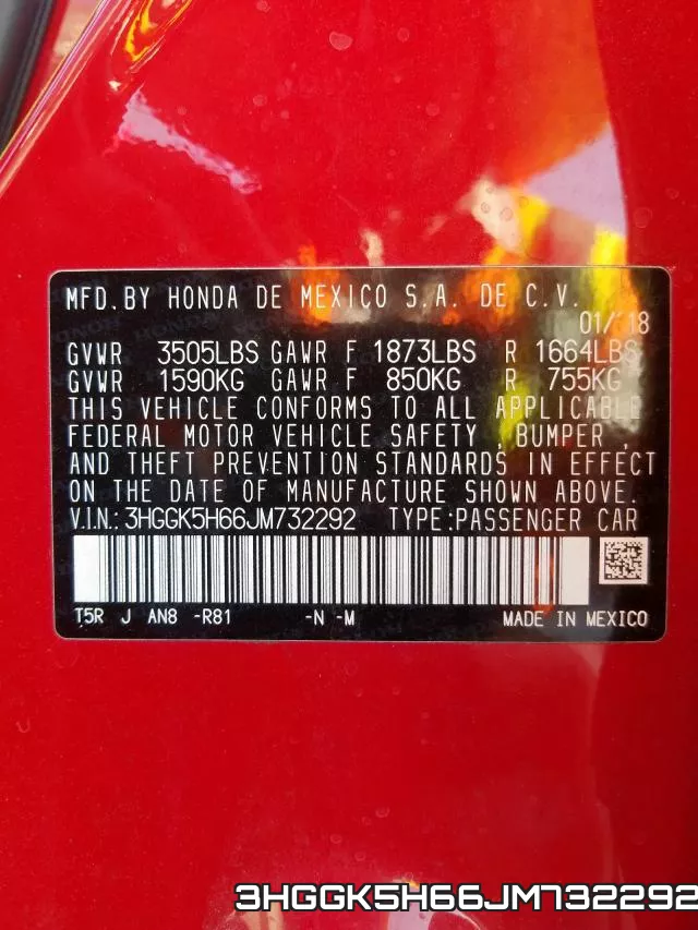 3HGGK5H66JM732292 фото 2
