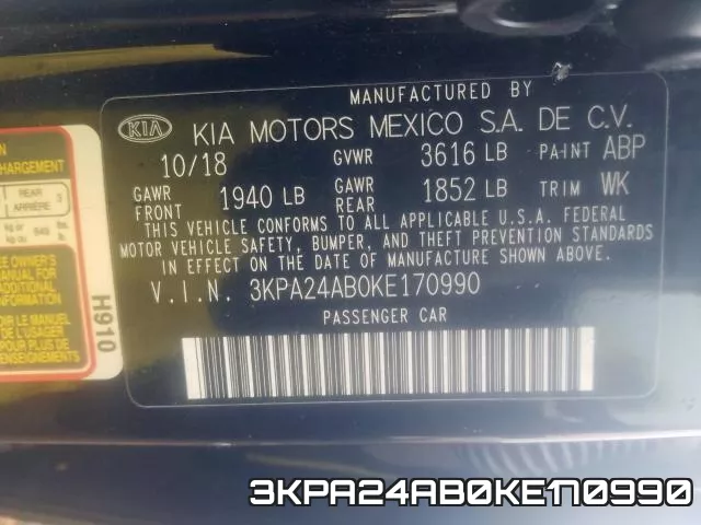 3KPA24AB0KE170990 фото 2