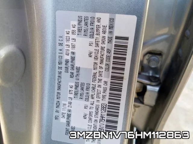3MZBN1V76HM112863 фото 2