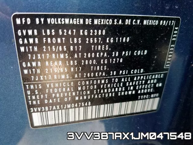 3VV3B7AX1JM047548 фото 2