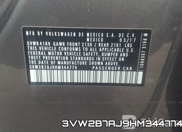3VW2B7AJ9HM344774 фото 8