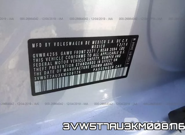 3VW5T7AU3KM008176 фото 10