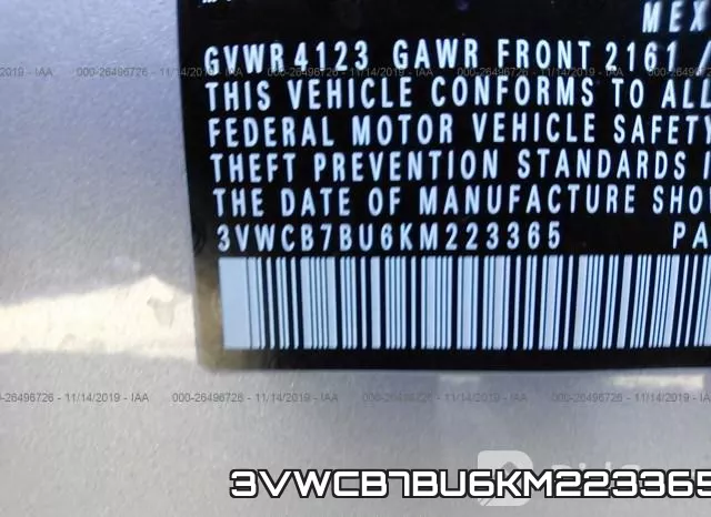 3VWCB7BU6KM223365 фото 9