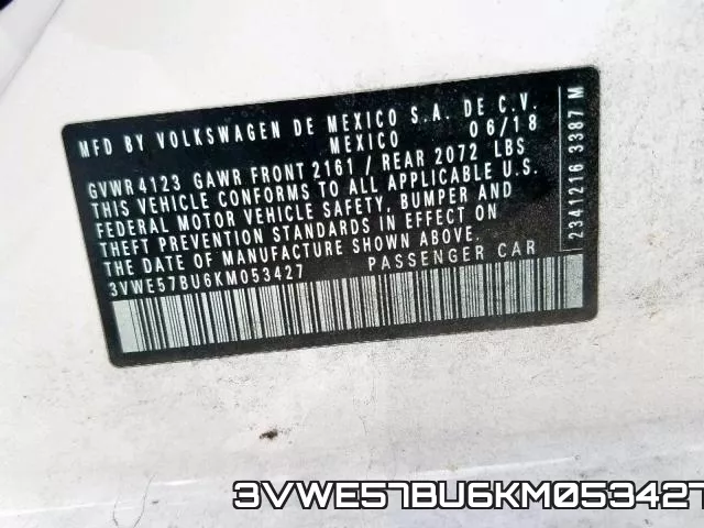 3VWE57BU6KM053427 фото 2