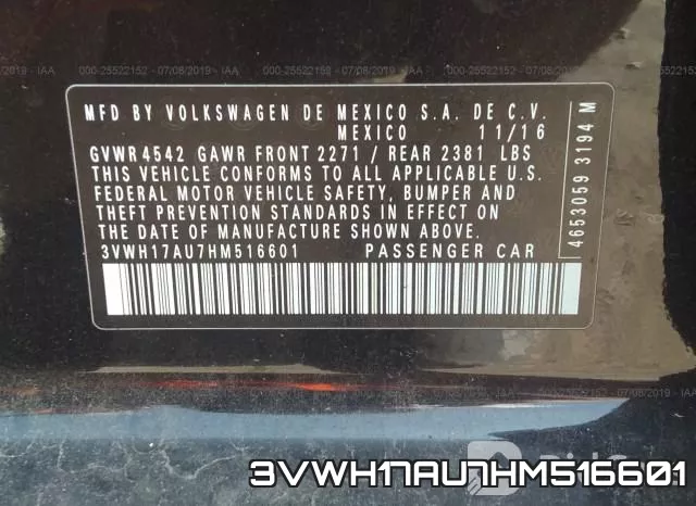 3VWH17AU7HM516601 фото 10