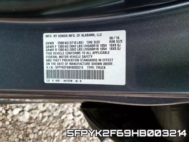 5FPYK2F69HB003214 фото 2