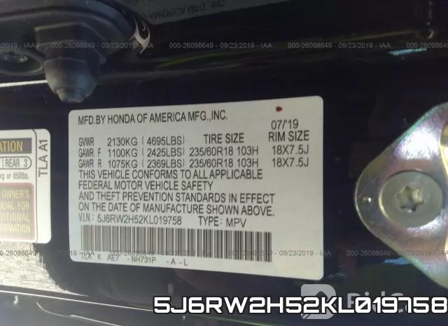 5J6RW2H52KL019758 фото 10