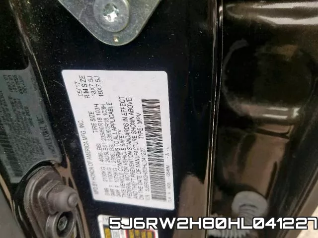 5J6RW2H80HL041227 фото 2
