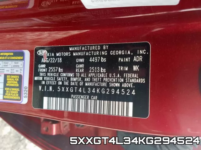 5XXGT4L34KG294524 фото 2
