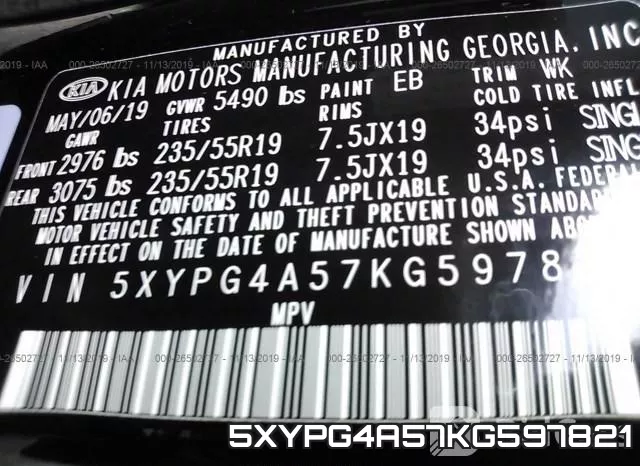 5XYPG4A57KG597821 фото 9