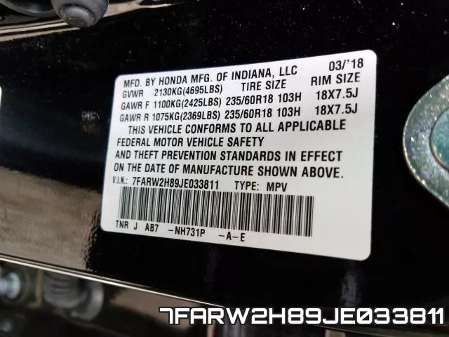 7FARW2H89JE033811 фото 2