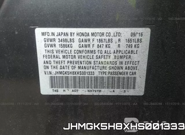 JHMGK5H8XHS001333 фото 9