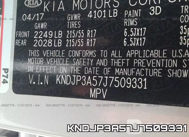 KNDJP3A57J7509331 фото 9