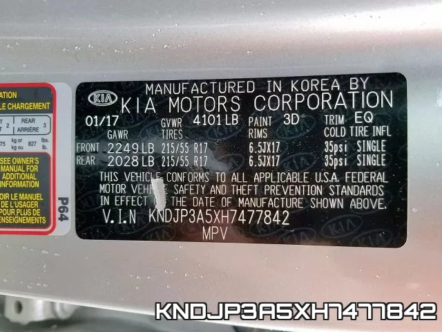 KNDJP3A5XH7477842 фото 2