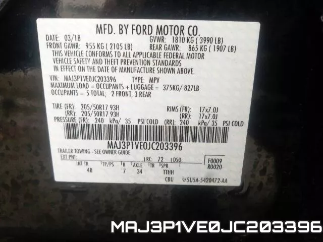 MAJ3P1VE0JC203396 фото 2