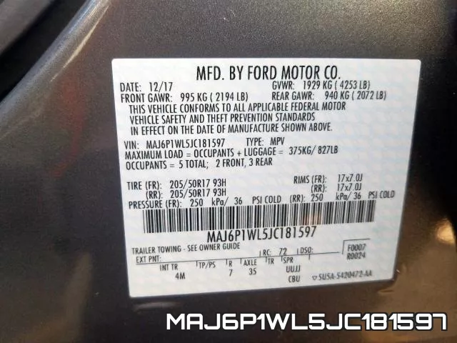 MAJ6P1WL5JC181597 фото 2