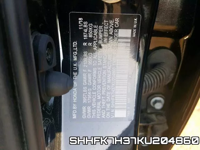 SHHFK7H37KU204860 фото 2
