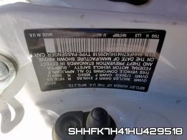 SHHFK7H41HU429518 фото 2