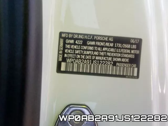 WP0AB2A91JS122282 фото 2