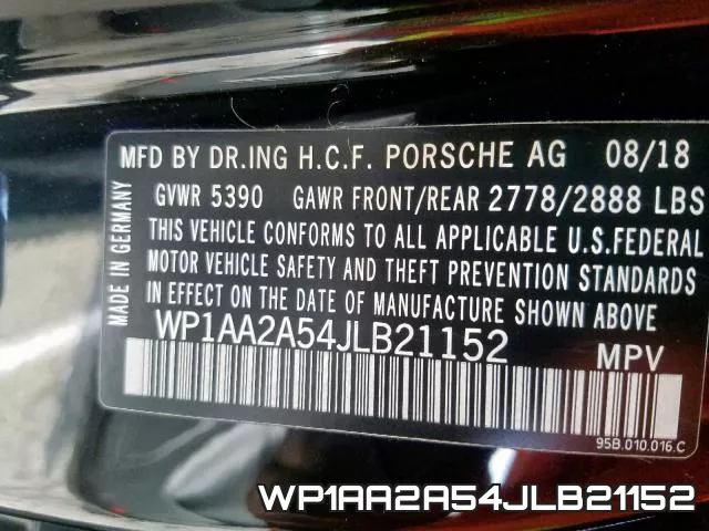 WP1AA2A54JLB21152 фото 2