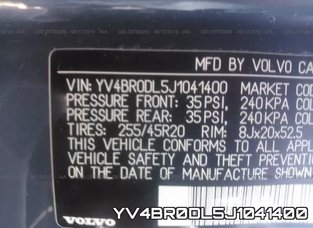 YV4BR0DL5J1041400 фото 9