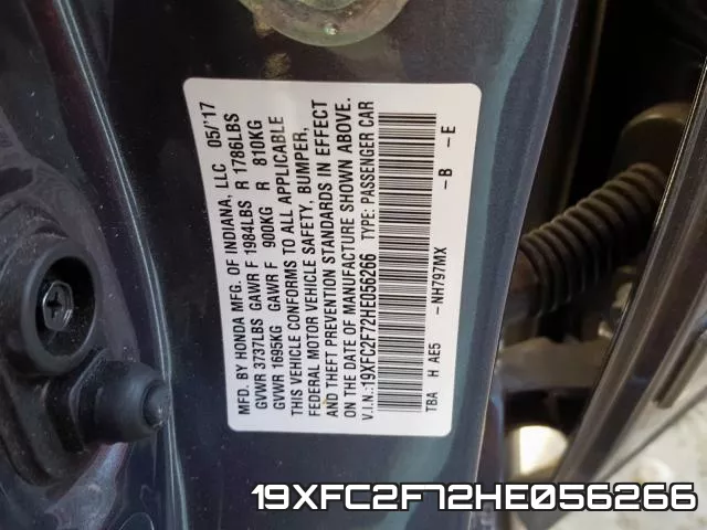 19XFC2F72HE056266 фото 2