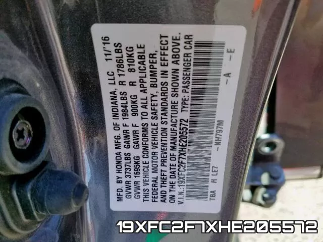 19XFC2F7XHE205572 фото 2