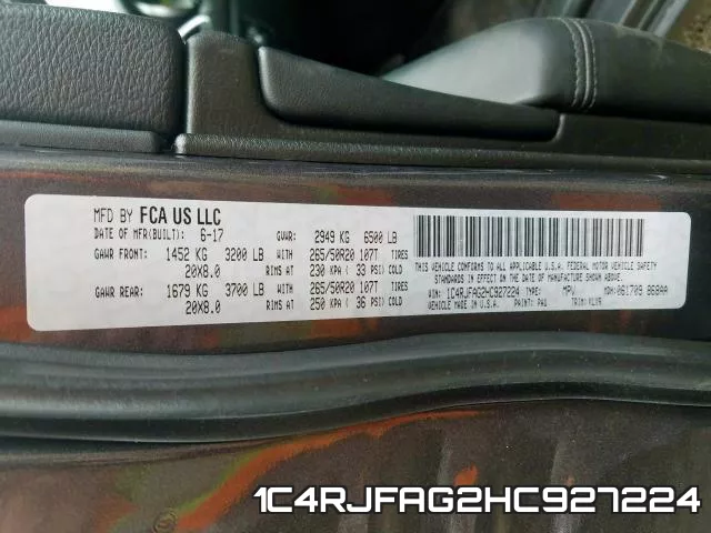 1C4RJFAG2HC927224 фото 2