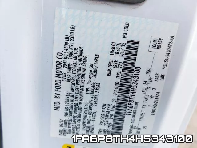 1FA6P8TH4H5343100 фото 2