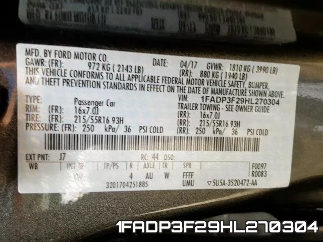 1FADP3F29HL270304 фото 2