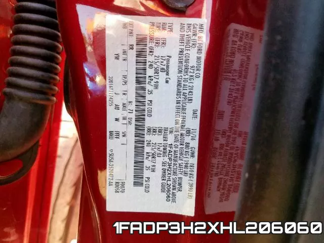 1FADP3H2XHL206060 фото 2