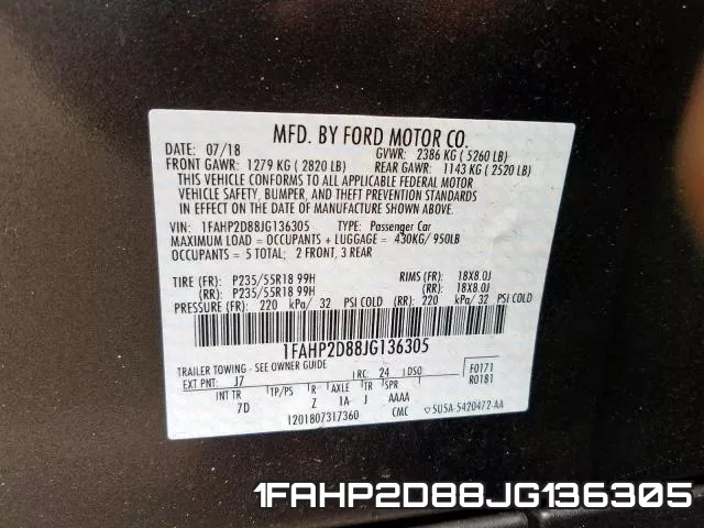 1FAHP2D88JG136305 фото 2