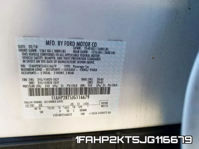 1FAHP2KT5JG116679 фото 2