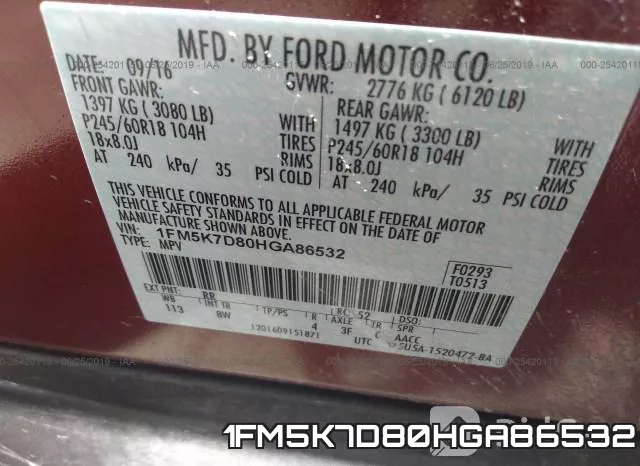 1FM5K7D80HGA86532 фото 7