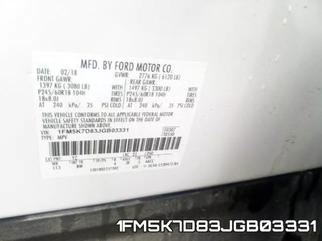 1FM5K7D83JGB03331 фото 2