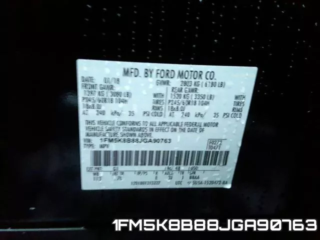 1FM5K8B88JGA90763 фото 2