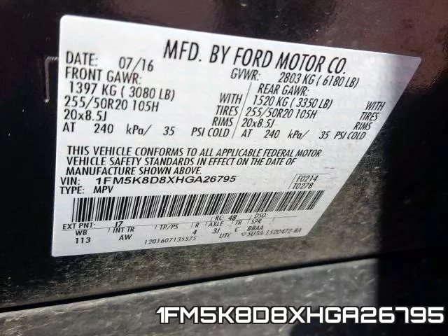 1FM5K8D8XHGA26795 фото 2