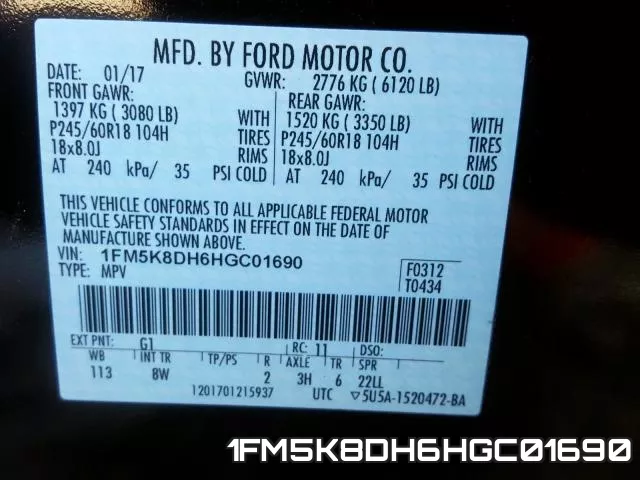 1FM5K8DH6HGC01690 фото 2