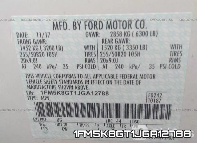 1FM5K8GT1JGA12788 фото 8